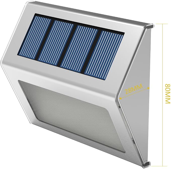 Lightess Waterproof Solar Step Lights for Outdoor Stairs Warm White, 6 Pack | Outdoor Waterproof, Stainless Steel LED, Solar Powered LED For Steps Deck Patio Garden Path Outdoor Decor