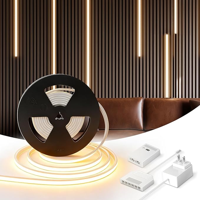 V4light 16.4ft Smart Silicone LED Strip for Recessed Lighting, 2700K-6500K CCT, CRI90+ Dot-Free, Works with Alexa, App&Remote, Cuttable & Dimmable, Clip Mount for Wood Slat Wall, Under Cabinet, Stairs