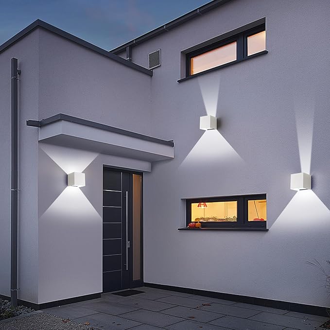 LED 15W Outdoor Sconce Lights Exterior/Interior 3 Colors Adjustable Wall Light Fixture IP65 Waterproof Porch Exterior Wall Sconce Modern Outdoor Lighting Square Aluminum White Up and Down Lights