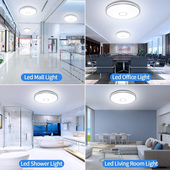 Airand LED Flush Mount Ceiling Light Fixture, 15 Inch LED Ceiling Lights 5000K 3800LM Water-Proof Round Modern Lamp for Bedroom Kitchen Dining Room Hallway Laundry Warehouse Daylight Lighting