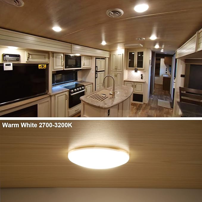 4 Pack RV LED Ceiling Puck Light RV Boat Interior Light DC 12V Surface Mount Ceiling Dome Lighting, 4.5W Panel Downlight for Camper Van Travel Trailer Motorhome