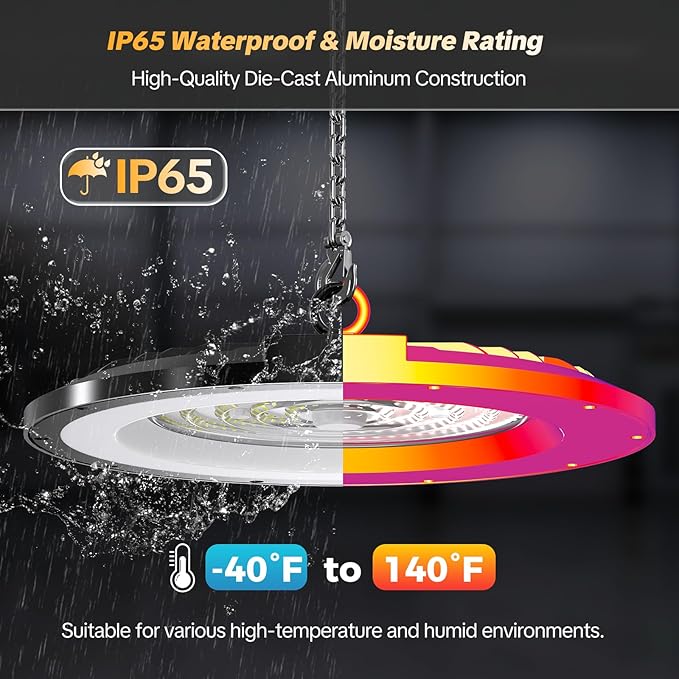 AIKVSXER LED High Bay Light UFO Shop Light 200W 30000LM 6000K Daylight Super Bright IP65 Waterproof for Warehouse Garage Barn Factory Workshop 5FT Cord with US Plug 12 Pack