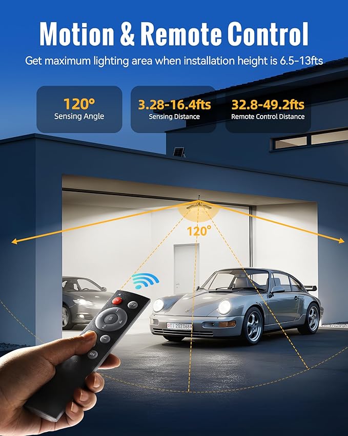 Solar Indoor Outdoor Shed Light with 4000LM, Upgrade 228 LED Solar Pendant Light Daytime Available with 3 Color Temperature Remote Control Motion Sensors for Gazebo,Shed,Garage,Barn, 2 Packs