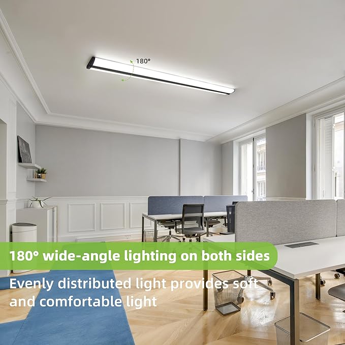 hykolity 4FT LED Wraparound Light with 3 Wattages/3 Lumens/3 CCT Selectable,55W/65W/75W,5500lm/6500lm/7500lm,3000K/4000K/5000K Flush Mount Ceiling Light for Office Kitchen,ETL,4 Pack