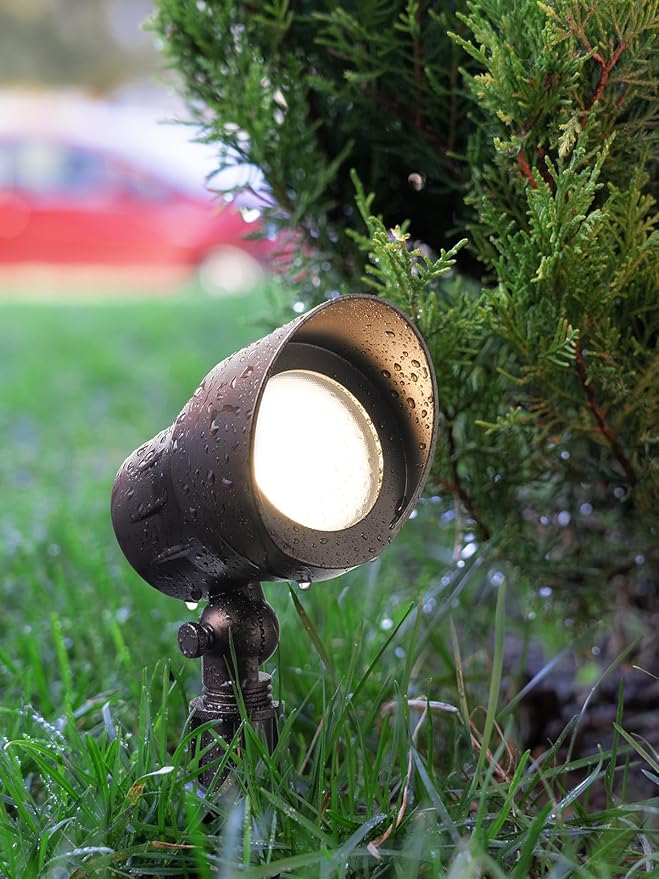 LEONLITE 4-Pack 5W 12-24V Low Voltage LED Spotlight 3000K Oil Rubbed Bronze | Landscape Pathway Lights Outdoor, CRI90, Aluminum Spot Lights for Garden, ETL Listed, IP65 Waterproof, Warm White