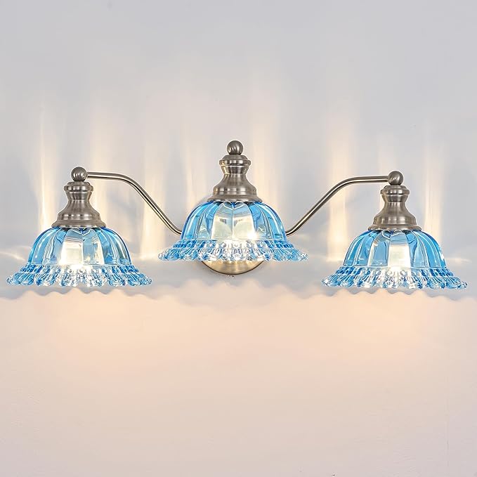 XIEDUN Brushed Nickel 3 Light Vanity Light Vintage Bathroom Vanity Light Fixture