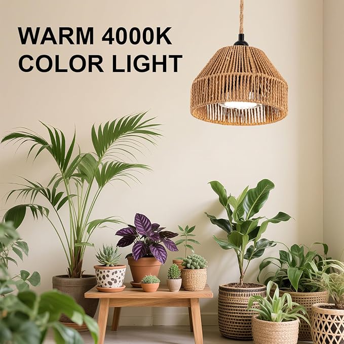 30W Suspended Indoor Plant Growth Light, 24-Hour Cycle Timer, 4000k Full Spectrum LED, Suitable for Large Tall Plants, Gardens, Flowers, and greenhouses, Suspended Plant Pendant Light