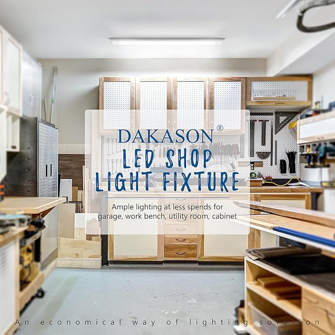 DAKASON 4-Pack 2FT LED Ceiling Light for Garage Flush Mount, 18W 2160lm LED Shop Lighting Closet Light Fixture, Wraparound Lights Surface Mount, 3/4/5000K Adjustable