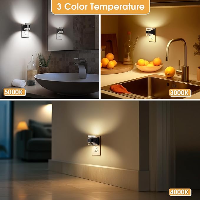 Briignite LED Night Light Plug into Wall Dimmable Night Light with Bubble Design 3000K/4000K/5000K & 3 Brightness Levels for Baby Nursery Hallway Bathroom Kids Room Decor, 3CCT