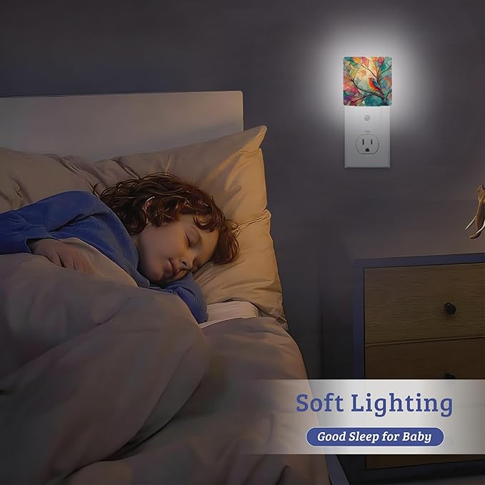 Tree of Life Bird Night Light, Plug-into Wall Nightlight Lamp with Dusk to Dawn Sensor, Led Lamp 0.5W Energy Efficient for Boys Girls Women Men Gifts, Home Decorative