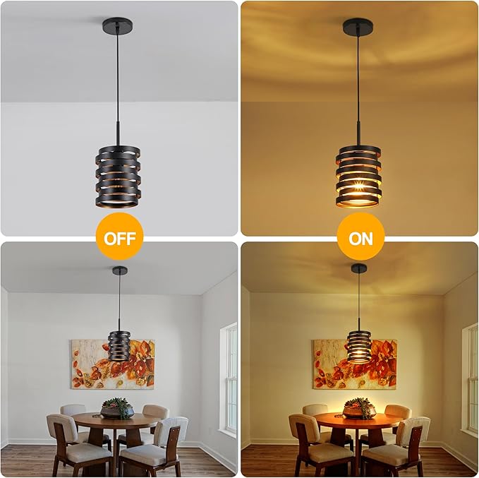 CNRATYE Modern Farmhouse Pendant Lights Kitchen Island, Industrial Multiple Rings Hanging Pendant Light Fixtures for Sink Bar Entrance Bathroom Hallway, Black with Gold Interior
