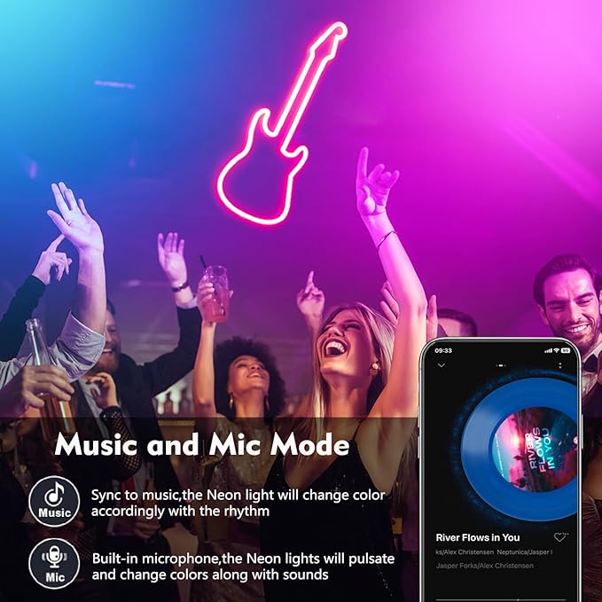 32.8FT RGB Rope Lights,Flexible Led Neon Light Control with App/Remote,Multiple Modes,IP65 Outdoor Waterproof,Music Sync Strip for Bedroom