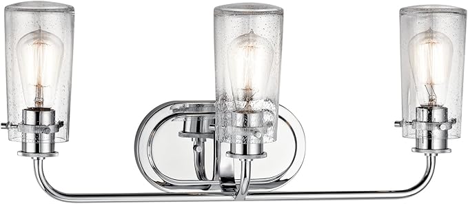 KICHLER Braelyn 24" 3 Light Vanity Light with Clear Seeded Glass Chrome