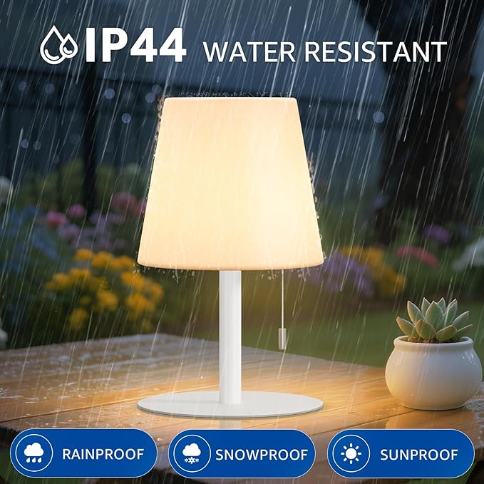 uuffoo Shower Lamp Waterproof 8 Colors, Shower Light Rechargeable Cordless Battery Operated, LED Outdoor Table Lamps Dimmable Portable for Indoor Outdoor Bathroom Home Patio (White)