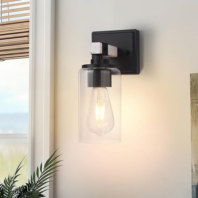 Rustic Wall Sconces Set of Two, Farmhouse Sconces Wall Lighting, Handcrafted Indoor Light Sconces Wall Decor Set of 2 for Bathroom, Bedroom, Living Room, E26 Base, White, Hardwired(Bulbs Not Included)