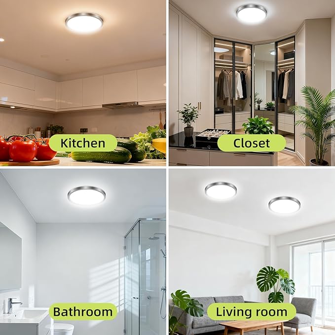 hepside 1PACK Flush Mount LED Ceiling Light Fixture 5CCT 7Inch 15W & 100W Equivalent Closet Light Fixture,Small Round Slim Surface Ceiling Lamp for Hallway,Bathroom,Bedroom,Kitchen,Interior