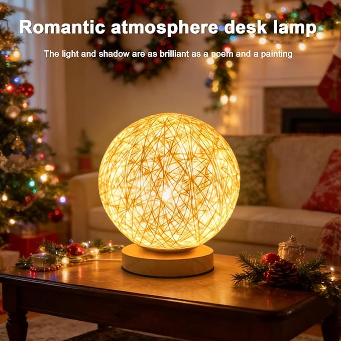 2-Pack 16 Colors RGB Modern Rattan Woven Table Lamp, Bedside Lamps Remote Control Dimmable, Boho Wicker Bamboo Woven Nightstand Desk Lamp for Bedrooms Living Rooms Desks Office Vintage Lamp
