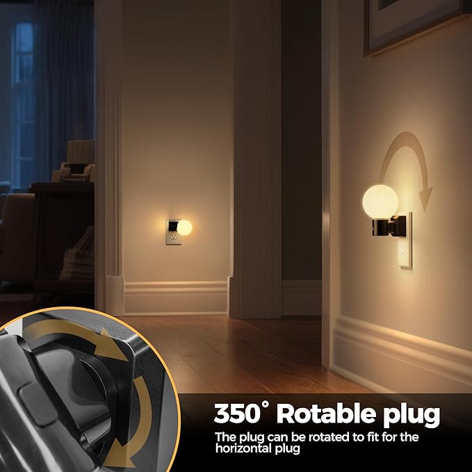 DORESshop Moon Night Light, Night Lights Plug into Wall, Dusk-to-Dawn Sensor, 3D Design 3000K Soft White, Dimmable Nightlights Indoor for Bathroom, Bedroom, Hallway, Stairs