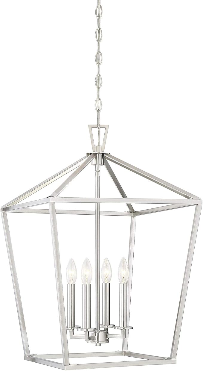 Savoy House 1-321-4-SN Townsend Traditional Open Frame Pendant Light Fixture, 4-Light 240 Total Watts, 26" H x 17" W, Satin Nickel