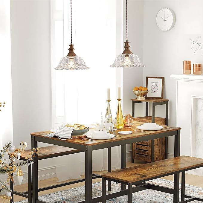 HDDFL Plug in Pendant Light Fixtures Vintage Pendant Lighting with Plug in Cord Hanging Light Kitchen Glass Hanging Lamp with Switch for Island Dining Room Living Room