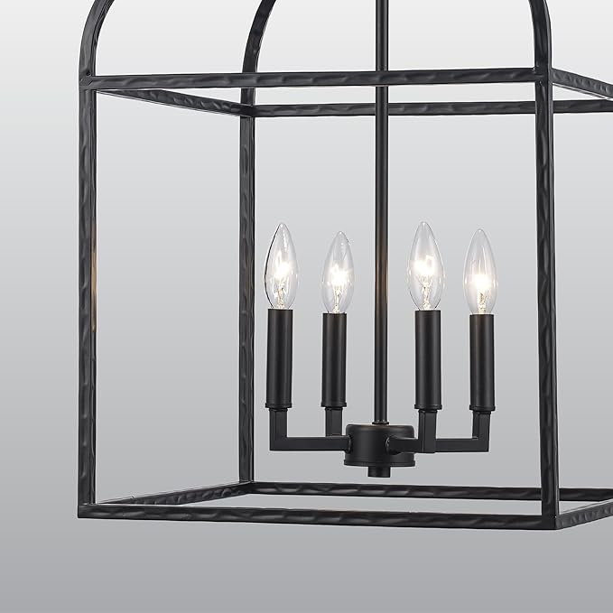 Asher Hamilton AHP-209BK Montclair 15.94 Inch Pendant Light | Adjustable 20.67 to 59.37 Inch Height | E12 Candelabra Base | Rod Hung Ceiling Fixture | Dry Rated for Indoor Use Only | Black Finish