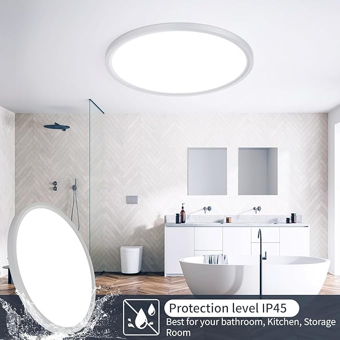 Flush Mount Led Ceiling Light Fixture 16 Inch 28W 2800LM Bright Surface Mount Dimmable Ceiling Lamps 3 Color Selectable Modern Flat Round Kitchen Light for Bedroom Closet Pantry Living Room Hallway