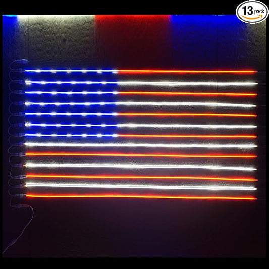 Russell Decor Patriotic USA Flag Neon Sign Lights for Wall Decor Stars and Stripes Red White Blue (5 ft x 3 ft)