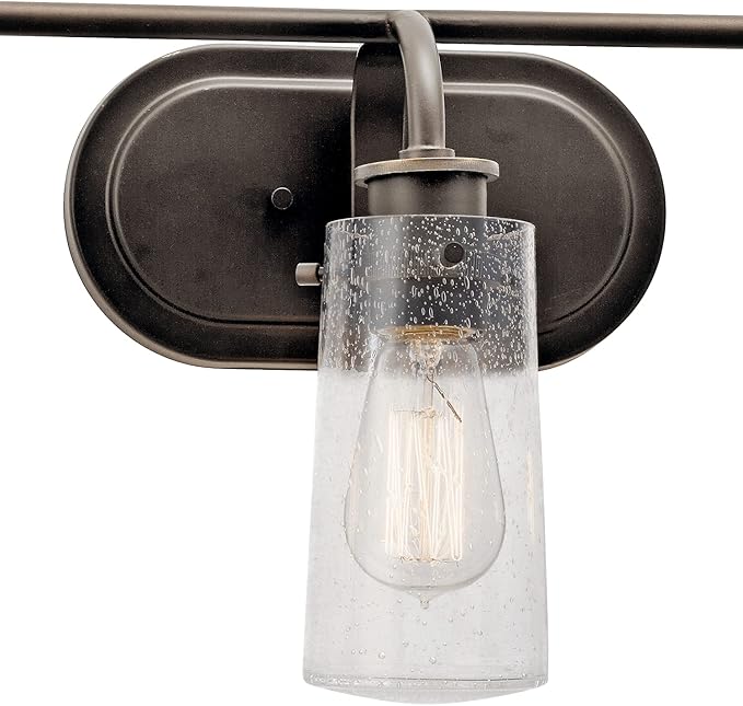 KICHLER Braelyn 24" 3 Light Vanity Light with Clear Seeded Glass Olde Bronze®