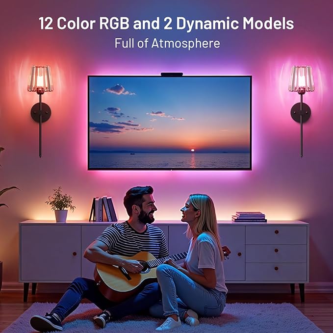 Crystal Battery Operated Wall Sconces Set of 2, Black Rechargeable Wireless Wall Sconce Lights with Crystal Lampshade, 12 RGB and 3CCT Dimmable Wall Lamps with Remote for Bedroom Living Room Hallway