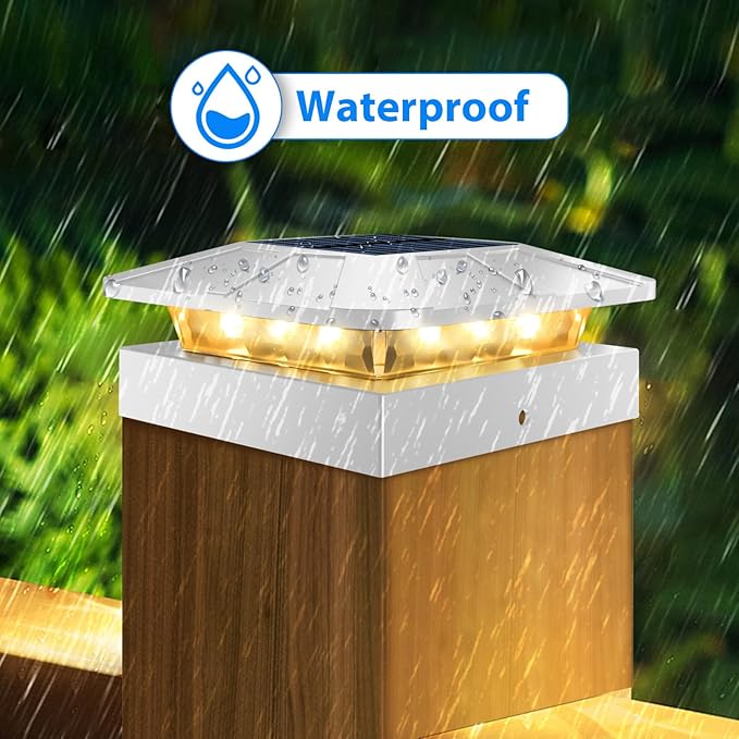 Peasur 4x4 Solar Post Cap Lights Outdoor with 3 Lighting Modes, LED Post Light Solar Powered Waterproof, Fence Deck Lights for 4x4 3.5x3.5 Wood/Vinyl Posts