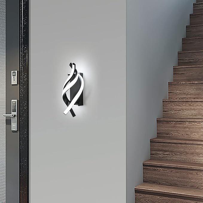 DELIPOP Wall Sconces, Spiral Modern LED Wall Sconce Lighting, 21W 6500K Cool White Indoor Wall Light Wall Light Fixtures, Acrylic LED Wall Lamp for Bedroom Bathroom Living Room Hallway Balcony