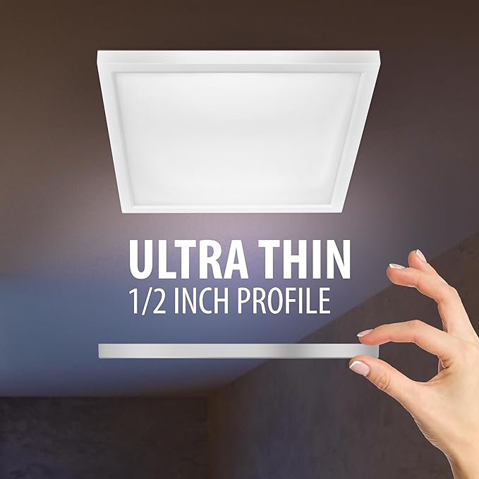 Feit Electric 7.5 Inch LED Square Ceiling Light, Dimmable Flat Panel Light with Color Selection (5CCT), Fits 5/6 Inch Recessed Cans, TP24 Adapter Included (7.6"x 7.6"x 1.3"), 4 Pack, 74208/6WYCA/4