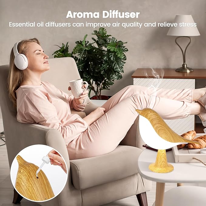 Haotao Small Cute Bird Table Lamp, Touch Night Light, Cordless Bedside Lamps, Desk Lamp, 3-Way Dimmable USB Rechargeable Battery 2600mAh Nightstand Lamps for Bedroom, Bird Decor Gifts