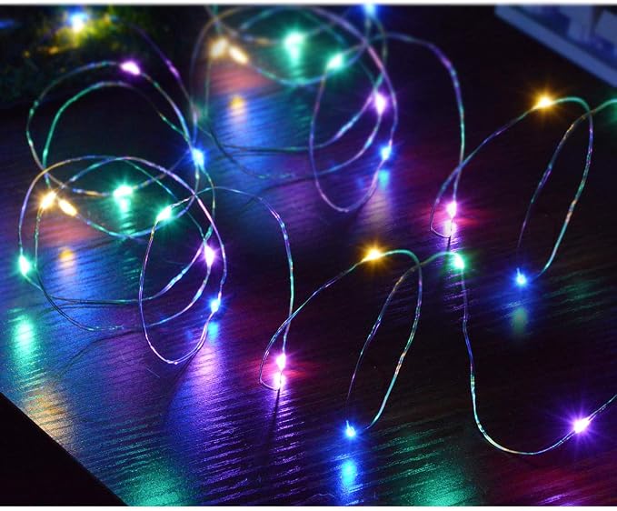 4-Pack 50 LEDs Multicolored Christmas Fairy Lights, Battery Operated Mini LED String Lights for Bedroom/Christmas/Parties/Wedding(Set of 4, Multi-Color)