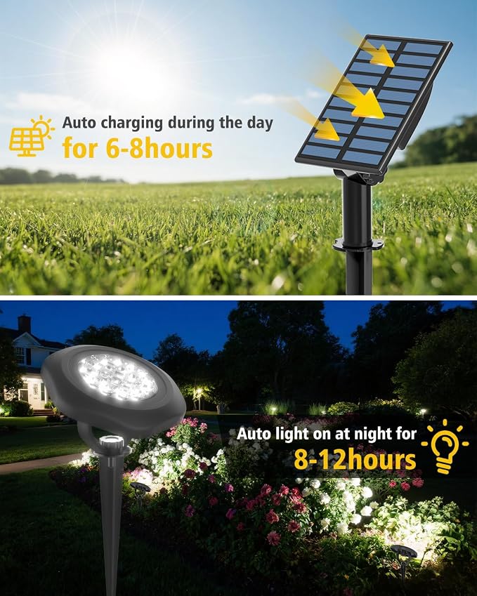 Solar Spot Lights Outdoor Waterproof IP68, 2 Light Modes Pond Lights, 3-in-1 LED Warm Light Solar Landscape Lights, Landscape Path Lights for Underwater Pond Garden Yard Pathway