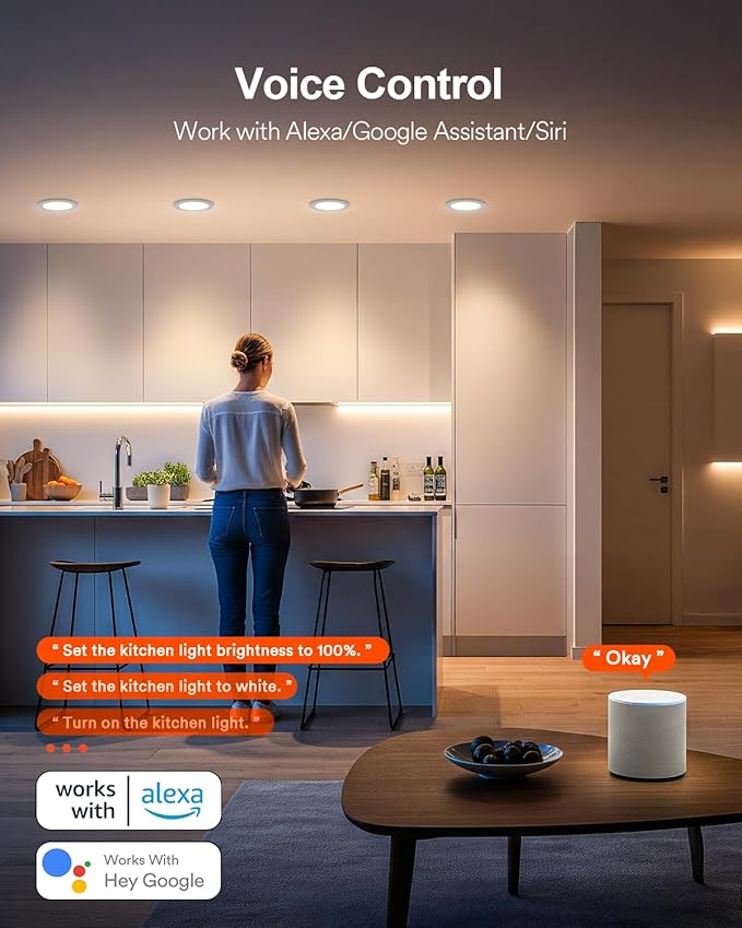 Lumary Smart Recessed Lighting 6 Inch, Color Changing LED Downlight 13W 1000LM, Wi-Fi Bluetooth Soffit Lights with J-Box, Compatible with Alexa/Google Assistant/BT Remote, ETL Listed, 1 Pack