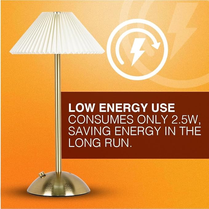 LEDVANCE Sylvania Cordless Lamp, LED Rechargeable Table Lamp with Battery Operated, USB-C, 3 Color Temperatures (3000/4000/5000K), Dimmable, Bedroom, Night Light, Coffee Shop, Brass - 1 Pack (66874)