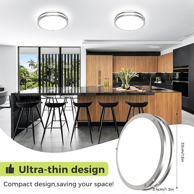 hepside 1 Pack Flush Mount Ceiling Light Fixture, Dimmable & 5CCT Ceiling Light Black, 10inch 15W 3000K 3500K 4000K 5000K 6500K Adjustable Ceiling Lamps for Kitchen Bathroom Bedroom Hallway