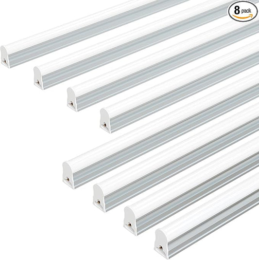 Ensenior 8-Pack T5 LED Shop Lights, 2FT 1000LM 6500K Super Bright White Integrated Single Fixture, 10W Linkable Utility Commercial Lighting for Office/Gym/Garage/Ceiling/Under Cabinet, Plug & Play