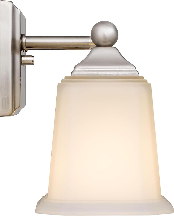 Tawson Nox Vintage 3-Light Vanity Light Modern Wall Sconce Lighting Brushed Nickel with White Glass Shade for Bathroom, Hallway, Entryway, Kitchen, Mirror, Laundry Room