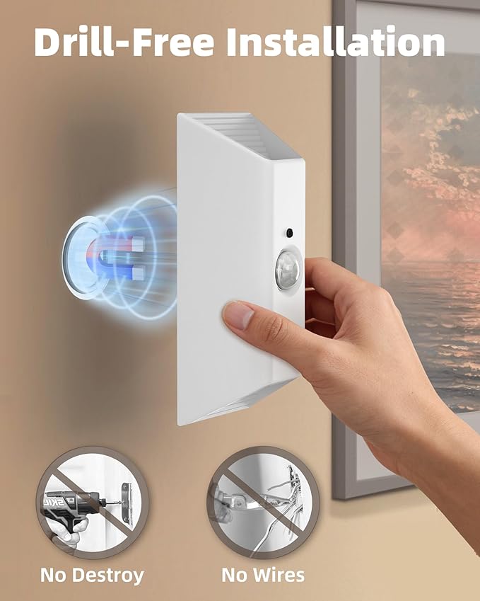 Motion Sensor Wall Light, 4000mAh Rechargeable Battery Operated Wall Sconce, 3 Color Temps, Dimmable, Cordless Magnetic Night Light with Remote, Timer, for Hallway, Stair, Closet, Bedroom, Garage