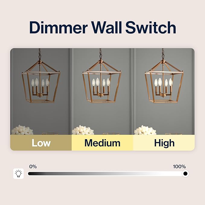 JONATHAN Y 12" Antique Gold Lantern Pendant Light, 4-Light Pagoda Style Metal Cage Farmhouse Hanging Ceiling Fixture for Kitchen Island, LED Bulb Included (JYL7436B)