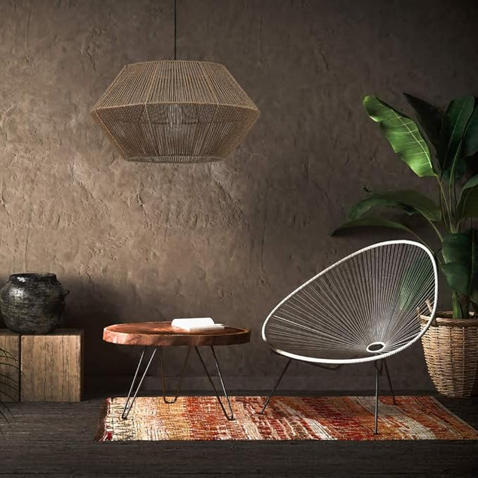 GLOBE Electric 60530 Malay 1-Light Pendant Light, Natural Twine Shade, Black Hanging Cord, 220 Lumen