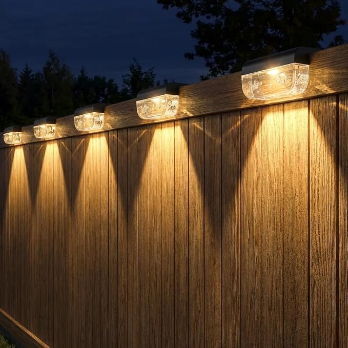 Eyrosa Solar Deck Lights Outdoor Waterproof Warm White 12 Pack | Solar Lights for Outside, Stairs, Step, Fence, Yard, Garden, Patio, Pool, Railing
