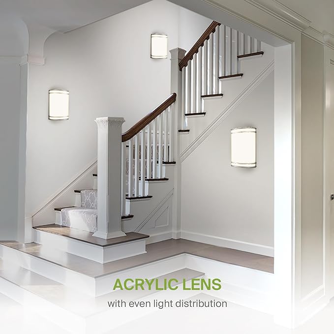 ASD LED Indoor Wall Mount Light Fixture - 10 Inch 15W Modern Interior Brushed Nickel Dimmable Wall Sconce Light - ETL 3000K 4000K 5000K Adjustable - Hallway, Bedroom LED Wall Lights, 2 Pack