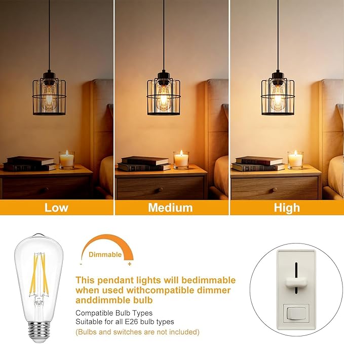 5.91in Industrial Black Pendant Lights Kitchen Island, Glass Island Pendant Lights Set of 2, Small Ceiling Kitchen Island Lights with Adjustable Cord, Farmhouse Hanging Light for Hallway Bathroom