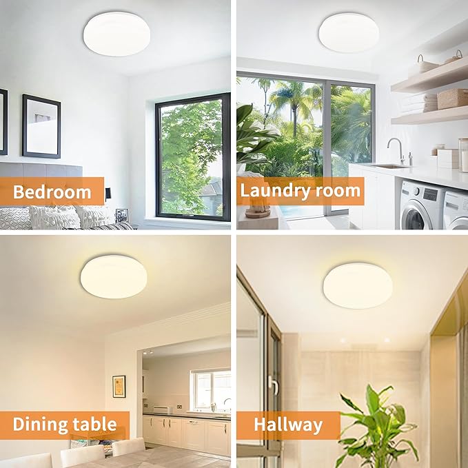 13 Inch Flush Mount Ceiling Light Fixture with Remote Control,24W Dimmable 3000K-6500K Light Colors Adjustabl,Modern Ceiling Lights for Bedroom，Kitchens