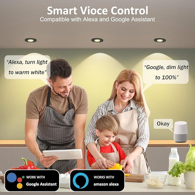 Smart Recessed Lighting 2 Inch, WiFi Black LED Downlight 5W 120V, RGBCW Color Changing LED Ceiling Light, COB Dimmable 2700K-5000K, Compatible with Alexa/Google, Can Lights with Driver, 1 Pack