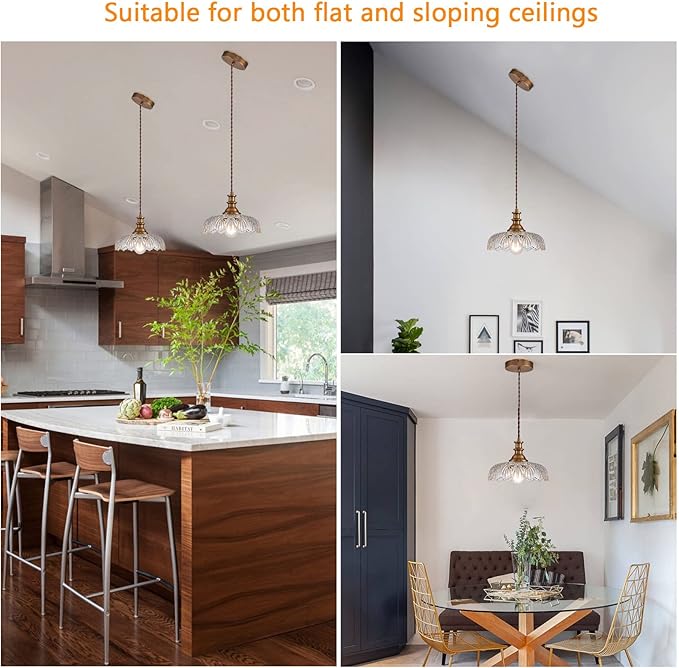 HDDFL Vintage Pendant Lights Fixture Modern Pendant Lighting Fixtures Hanging Lamp for Kitchen Island Bedroom Living Room Hallway 2 Pack