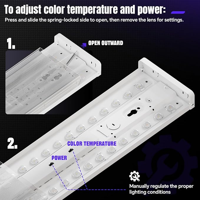 4FT LED Wraparound Light 75W/65W/55W, 8250lm/7150lm/6050lm, 3000K/4000K/5000K 4 Foot LED Wrap Light Fixture, Flush Mount for Garage Workshop, Fluorescent Light Replacement Office, ETL 2 Pack